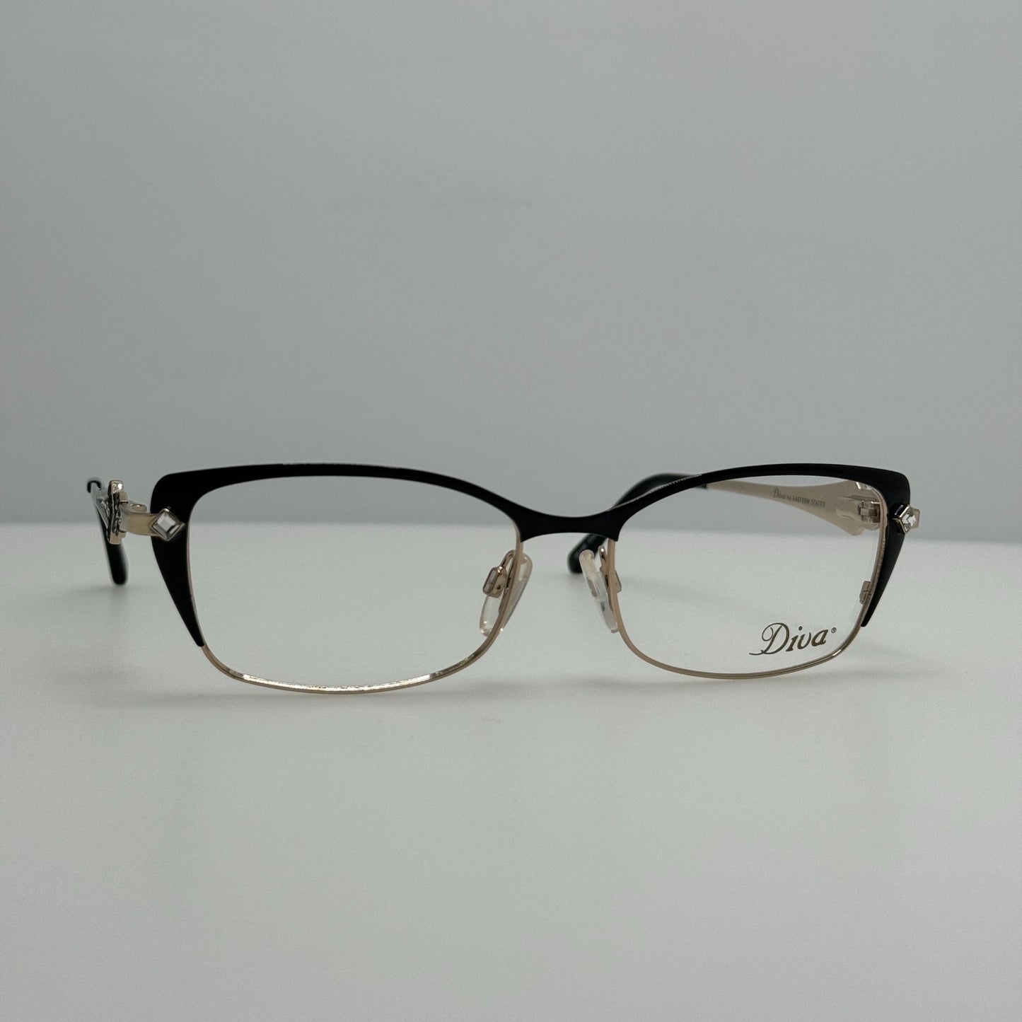 Diva Eyeglasses Eye Glasses Frames 5464 C. 2 Black Gold 53-16-134