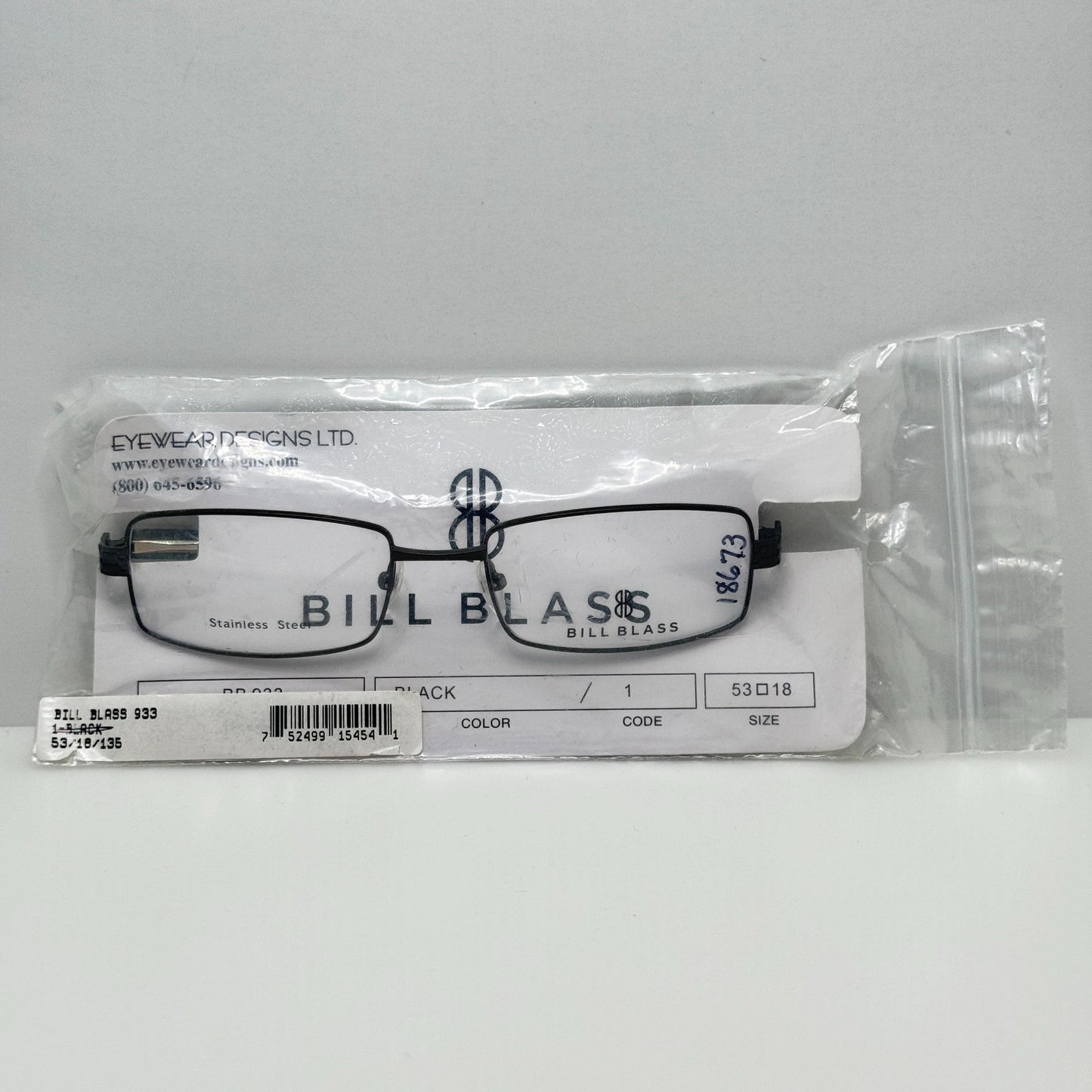 Bill Blass Eyeglasses Eye Glasses Frames BB 933 Black 53-18-135