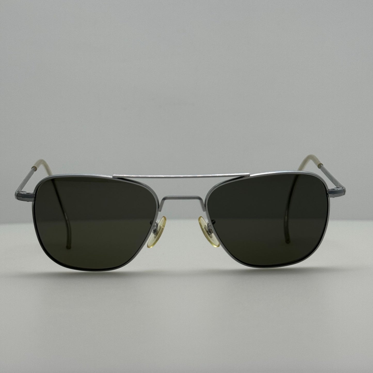 American Optical Sunglasses AO 6 1/2 Square Aviator Silver W/ Case