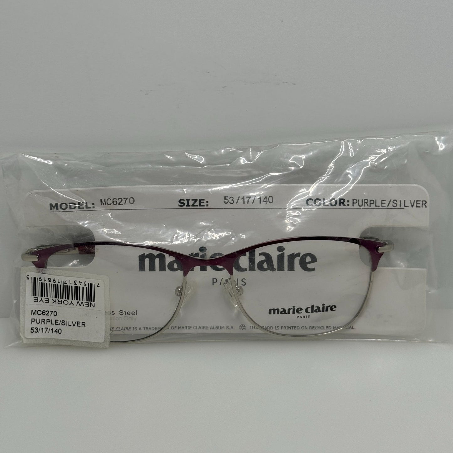 Marie Claire Eyeglasses Eye Glasses Frames 6270 Purple Silver 53-17-140