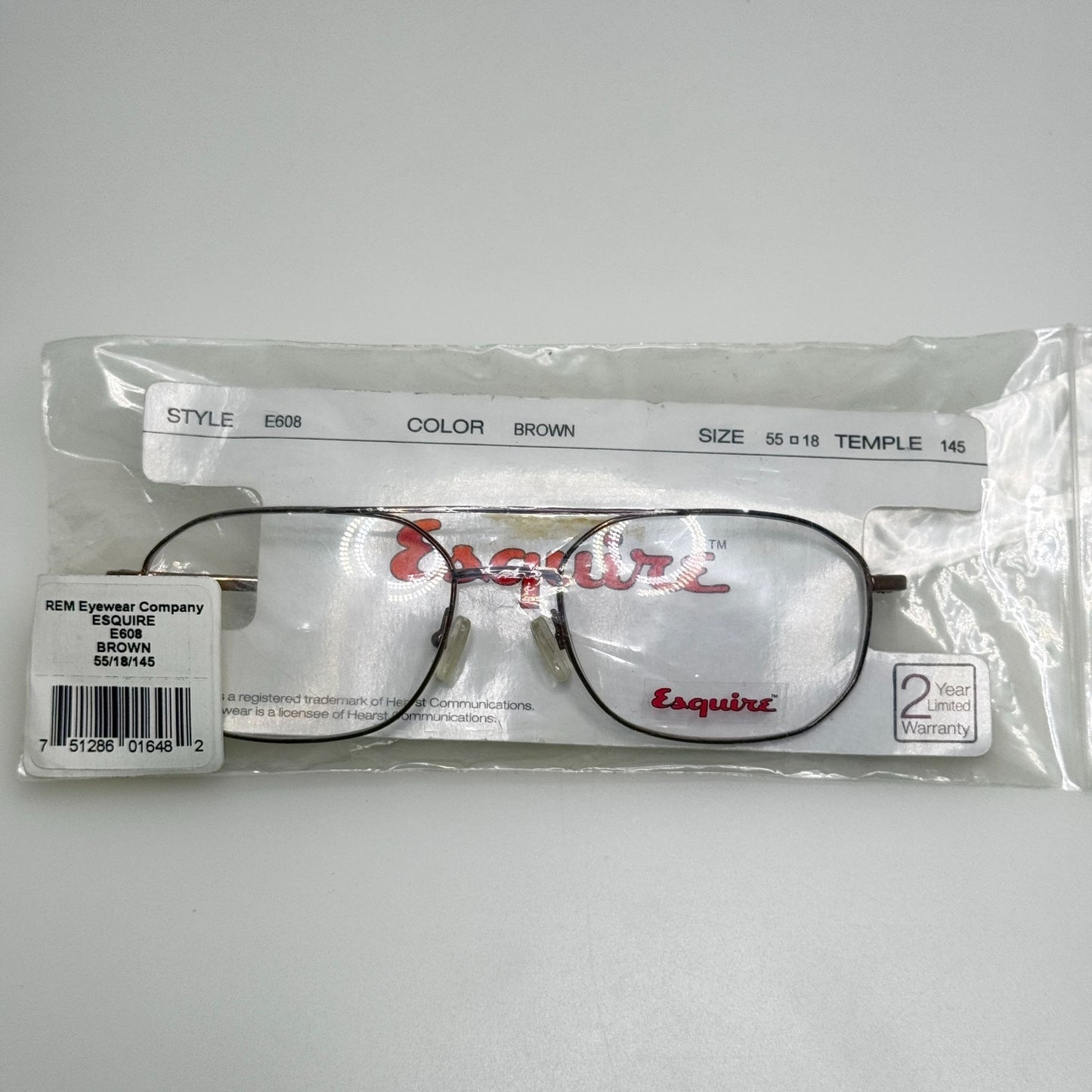 Esquire E608 Brown Eyeglasses Eye Glasses Frames 55-18-145