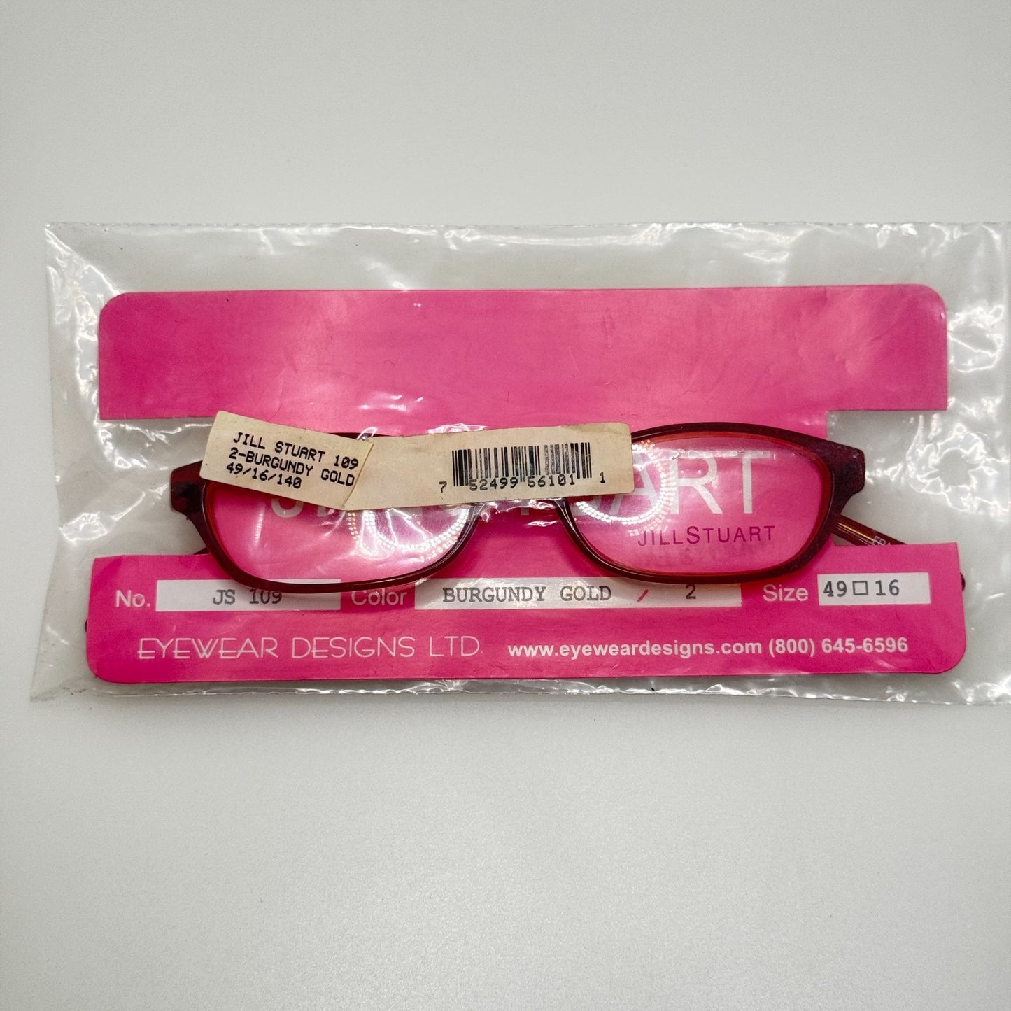 Jill Stuart JS 109-2 Burgundy Gold Eyeglasses Eye Glasses Frames 49-16-140