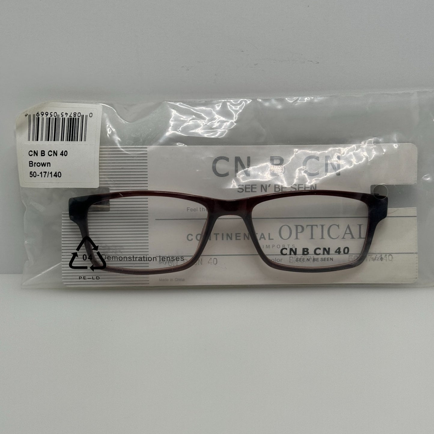 CN B CN Eyeglasses Eye Glasses Frames 40 Brown 50-17-140