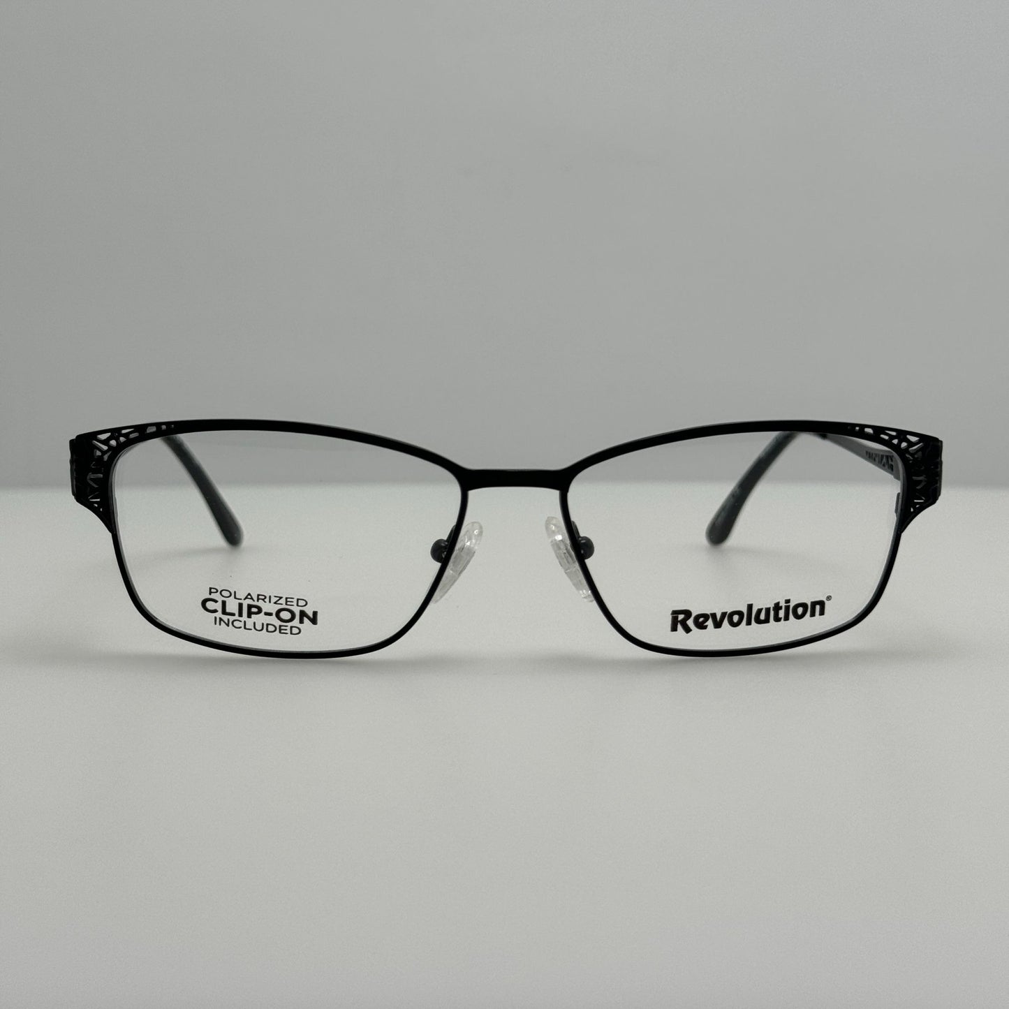 Revolution Eyewear Eyeglasses Eye Glasses Frames Roseburg BLK W/ Clip 54-15-135