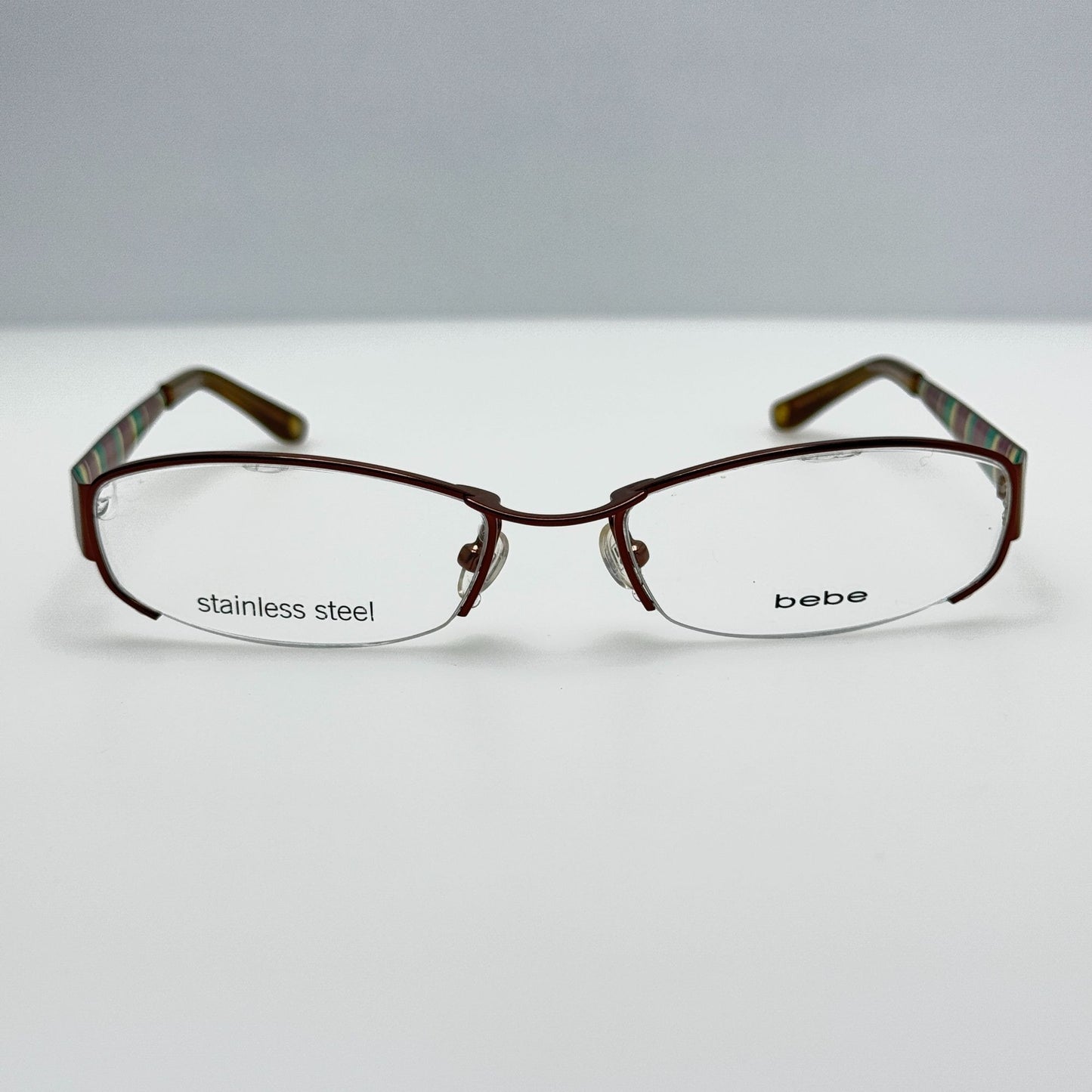 Bebe Eyeglasses Eye Glasses Frames BB Desire Mocha Stripe 53-18-130