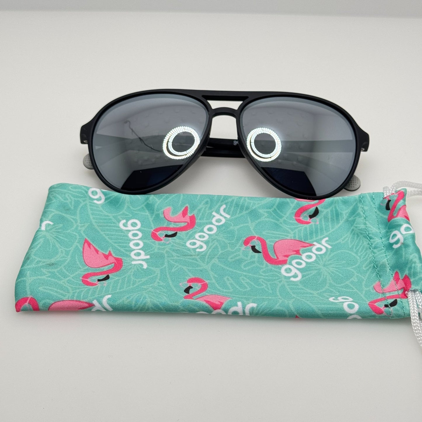 Goodr Sunglasses Add The Chrome Package 2H2 Black W/ Bag