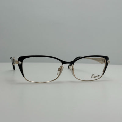 Diva Eyeglasses Eye Glasses Frames 5464 C. 2 Black Gold 53-16-134