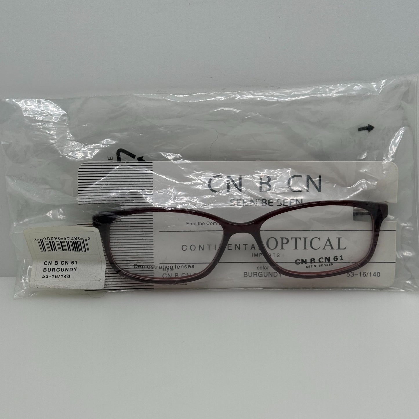 CN B CN Eyeglasses Eye Glasses Frames 61 Burgundy 53-16-140