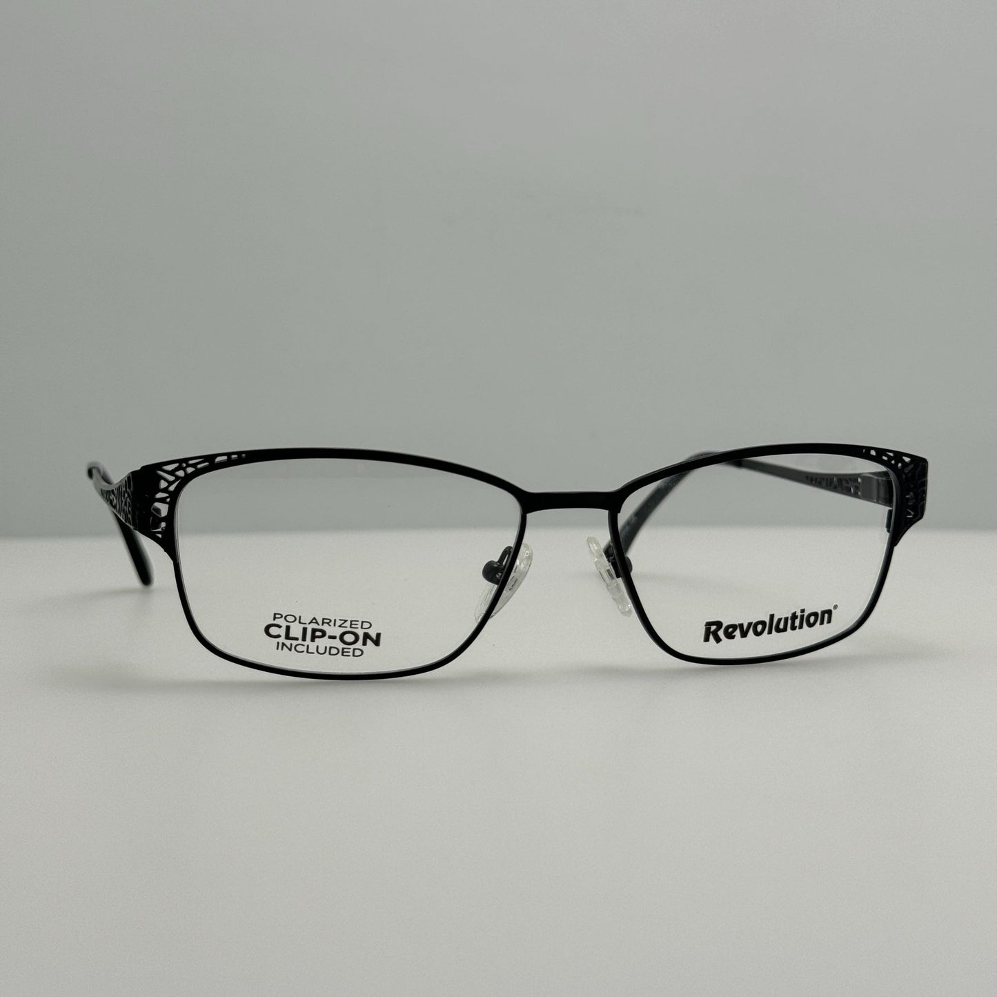 Revolution Eyewear Eyeglasses Eye Glasses Frames Roseburg BLK W/ Clip 54-15-135