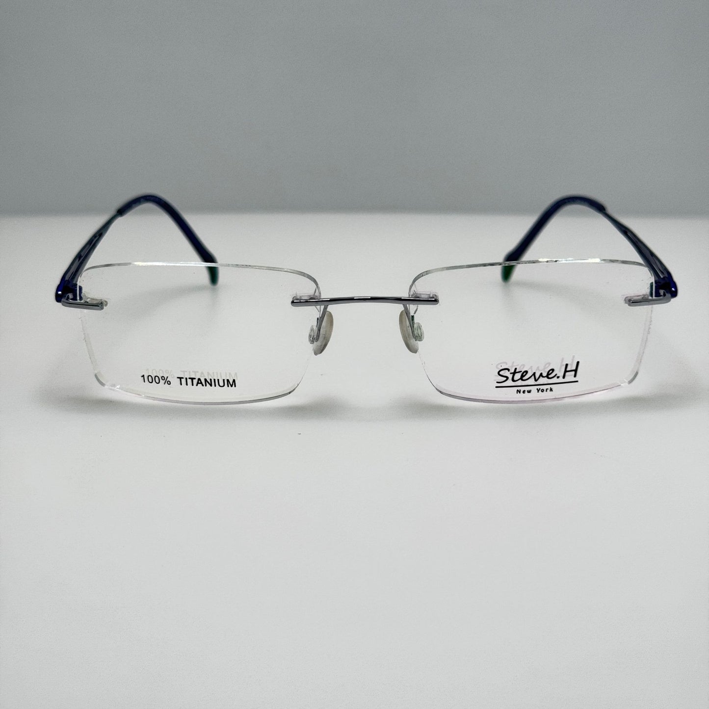 Steve H Eyeglasses Eye Glasses Frames TT 8777 Shiny Blue Titanium 52-18-140