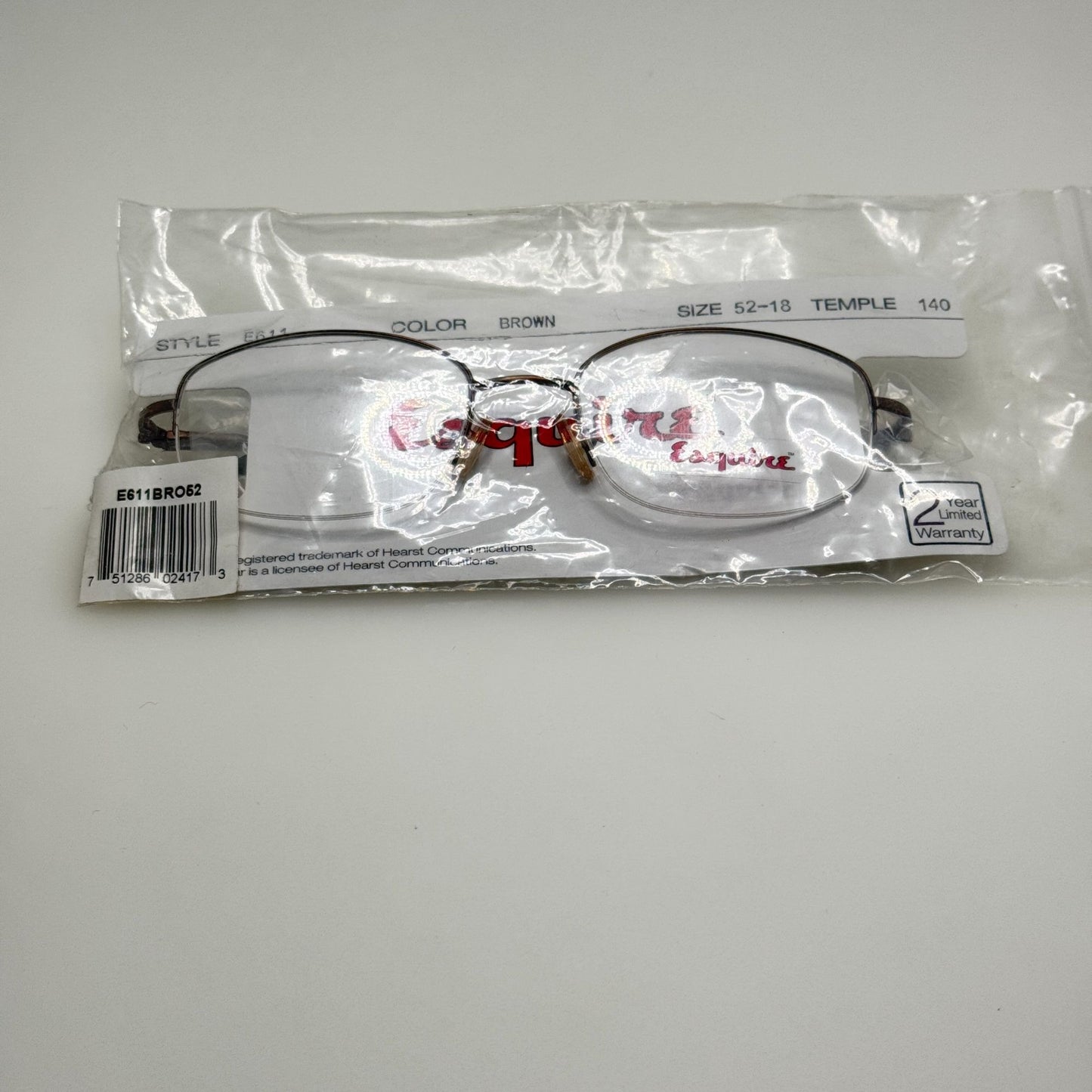 Esquire 611 Brown Eyeglasses Eye Glasses Frames 52-18-140