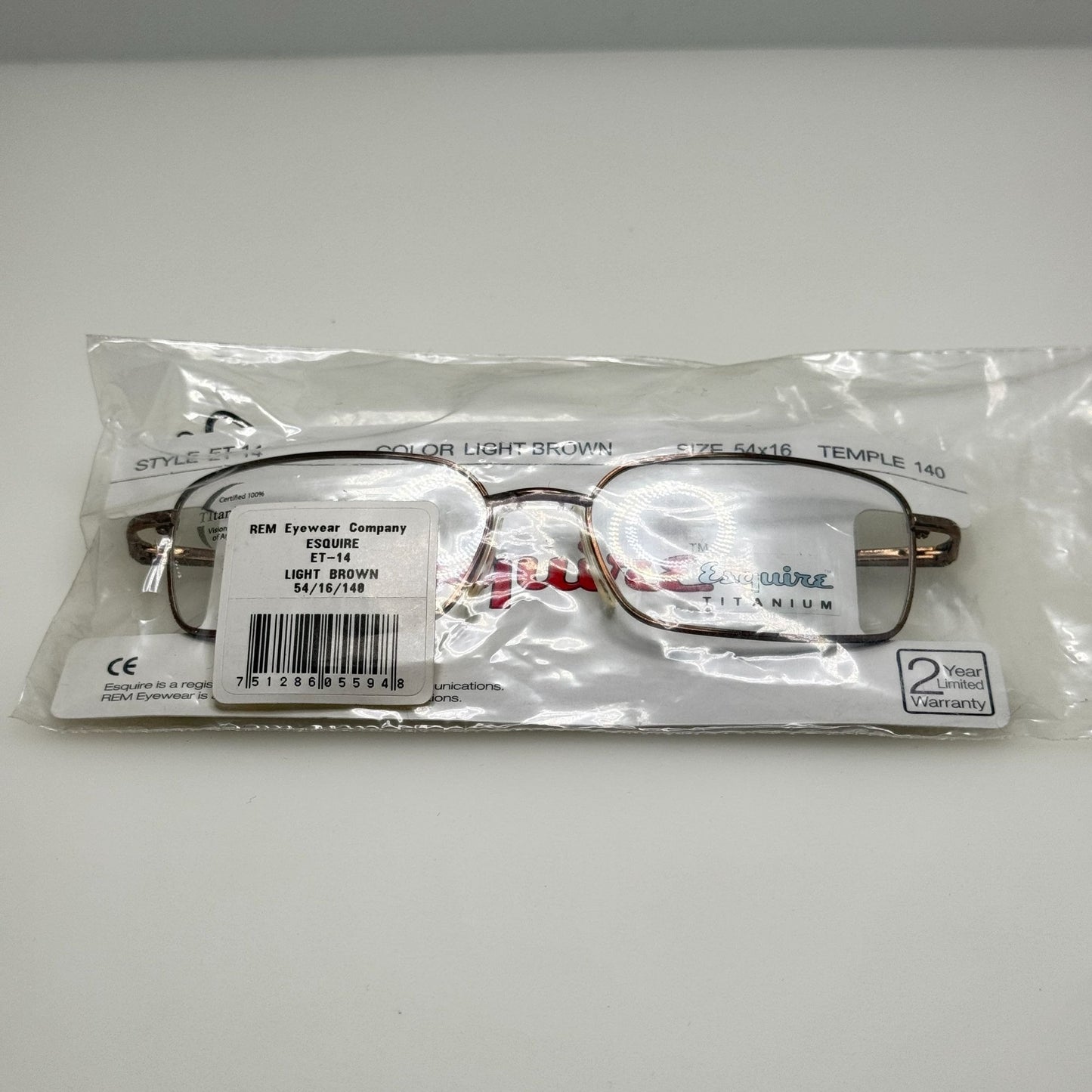 Esquire ET-14 Brown Eyeglasses Eye Glasses Frames 54-16-140