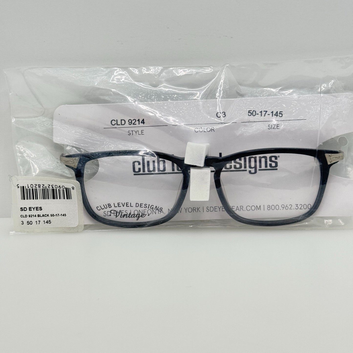 Club Level Designs Eyeglasses Eye Glasses Frames CLD 9214 C3 Black 50-17-145