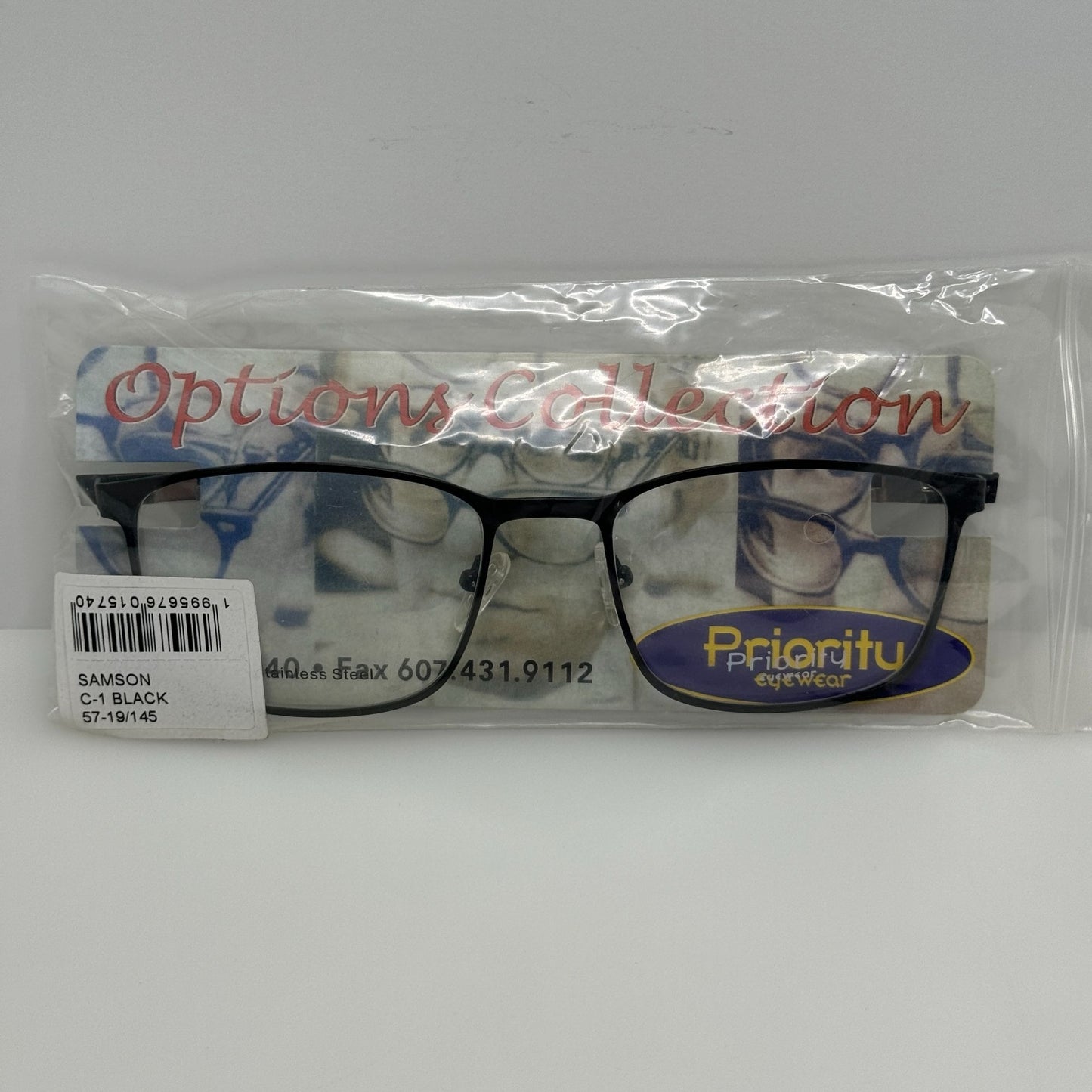 Priority Eyewear Eyeglasses Eye Glasses Frames Samson C-1 Black 57-19-145