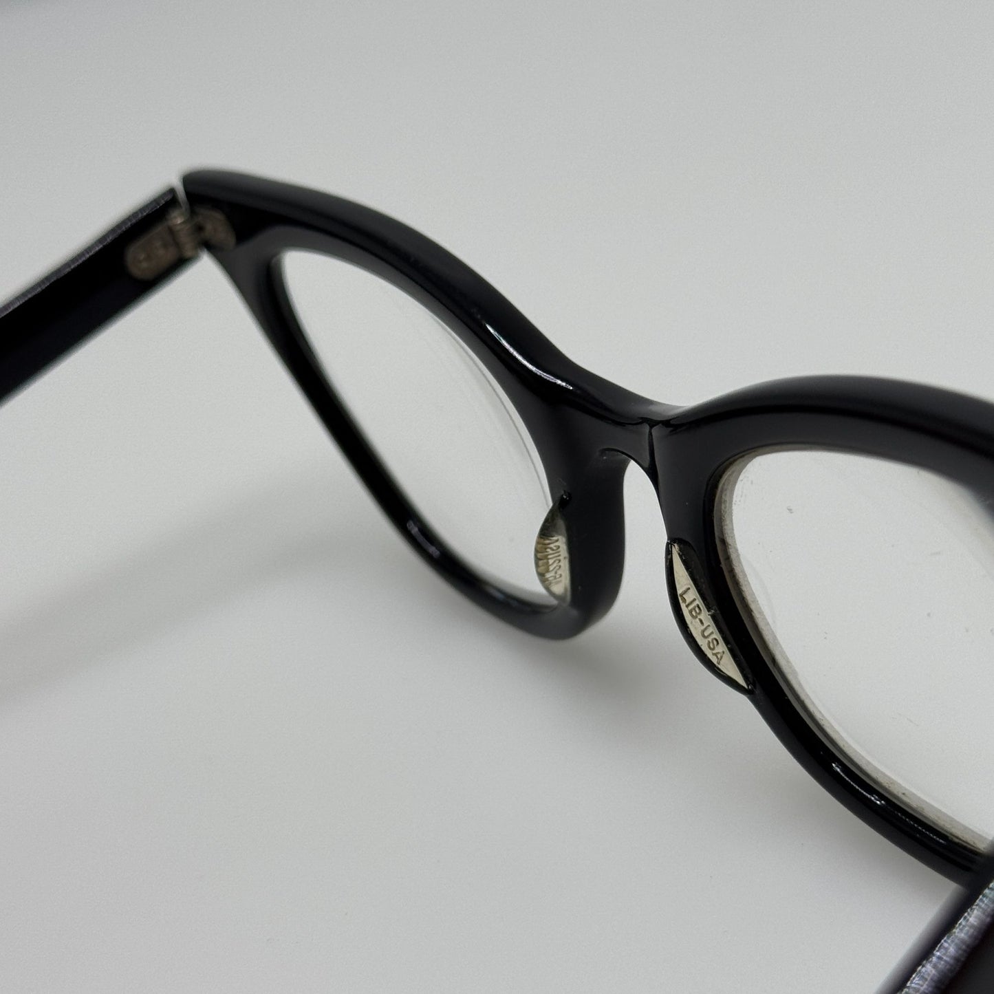 Liberty Eyeglasses Eye Glasses Frames 5 3/4 Black Vintage Horned Rimmed 46-22